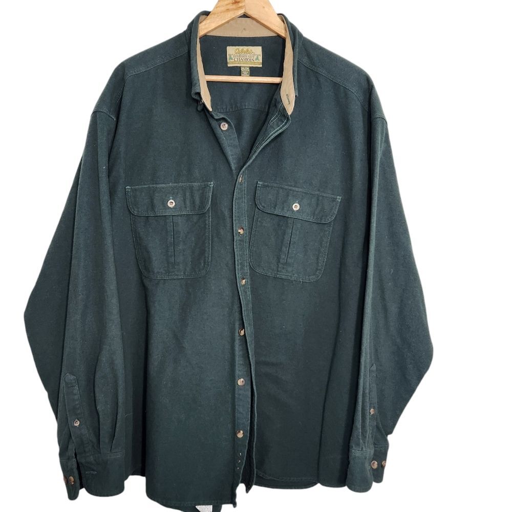 VTG Cabelas Chamois Deerskin Soft Button Up Shirt Size 2XL Tall